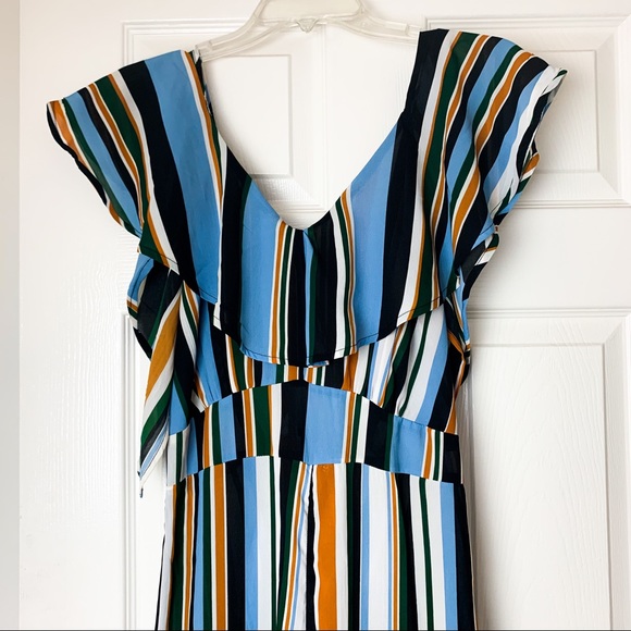 Multicolored blue striped women’s summer jumpsuit - Picture 6 of 7